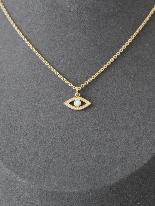 Opal Evil Eye Cubic Zirconia Necklace