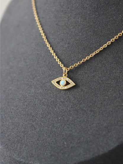 Opal Evil Eye Cubic Zirconia Necklace