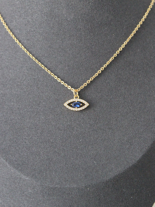 Oval Blue Evil Eye Cubic Zirconia Necklace