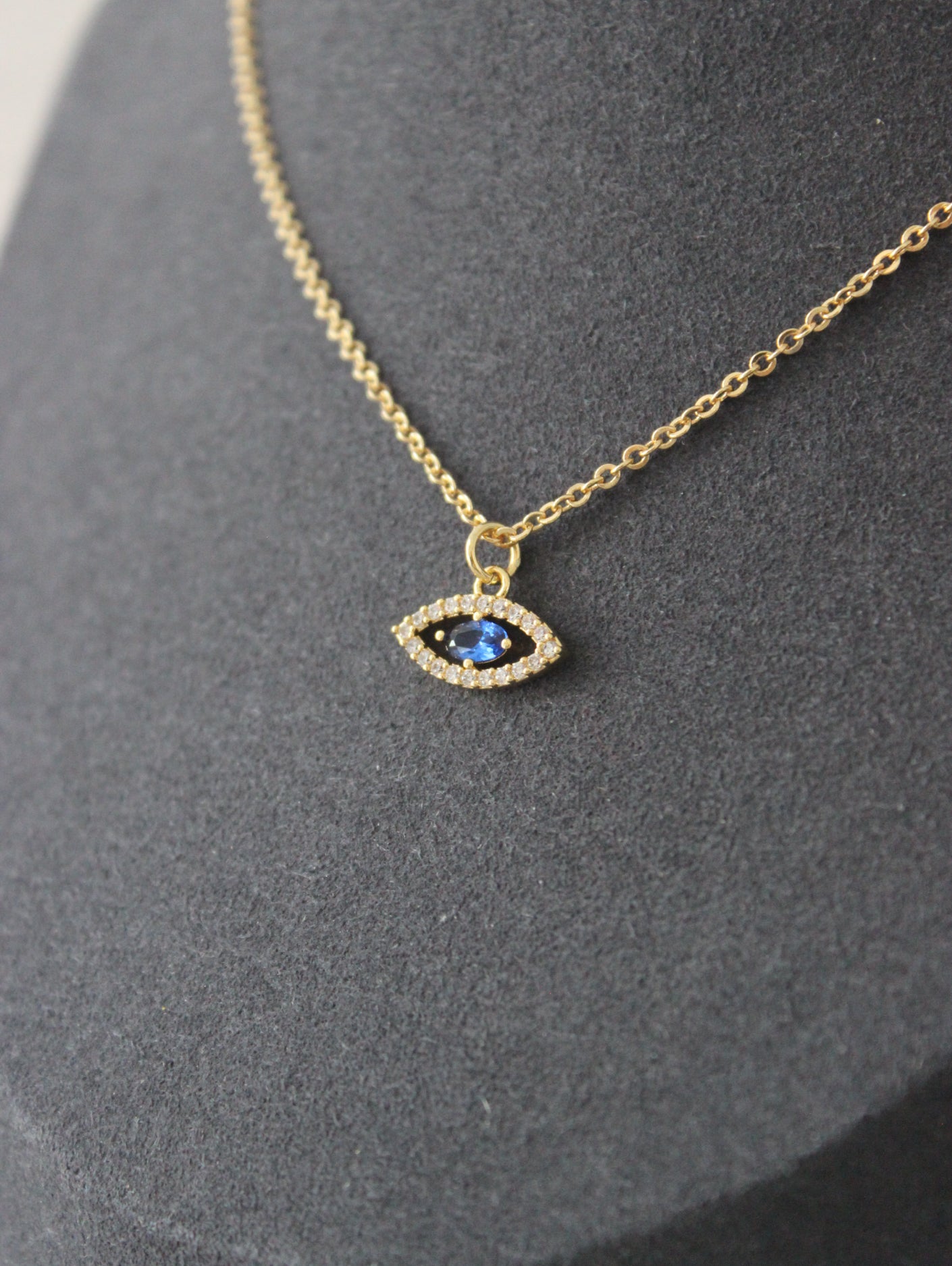 Oval Blue Evil Eye Cubic Zirconia Necklace