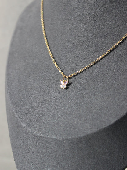 Pink Butterfly Cubic Zirconia Necklace