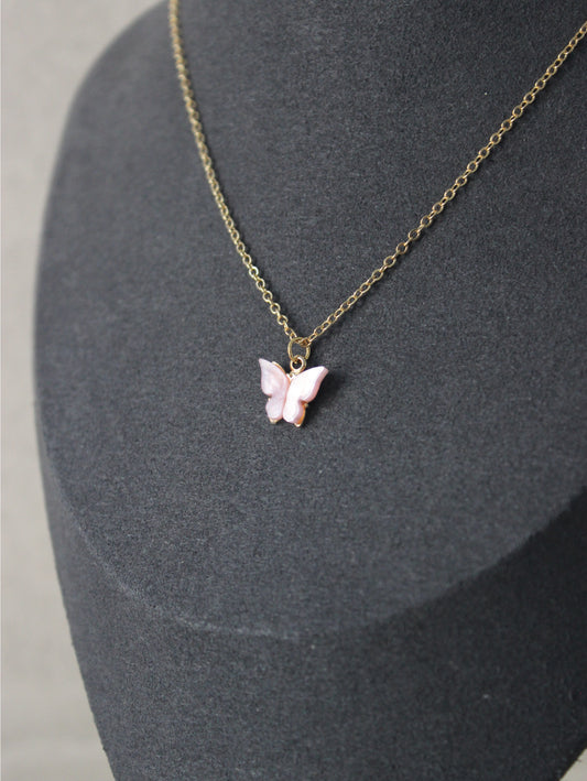 Pink Butterfly Necklace