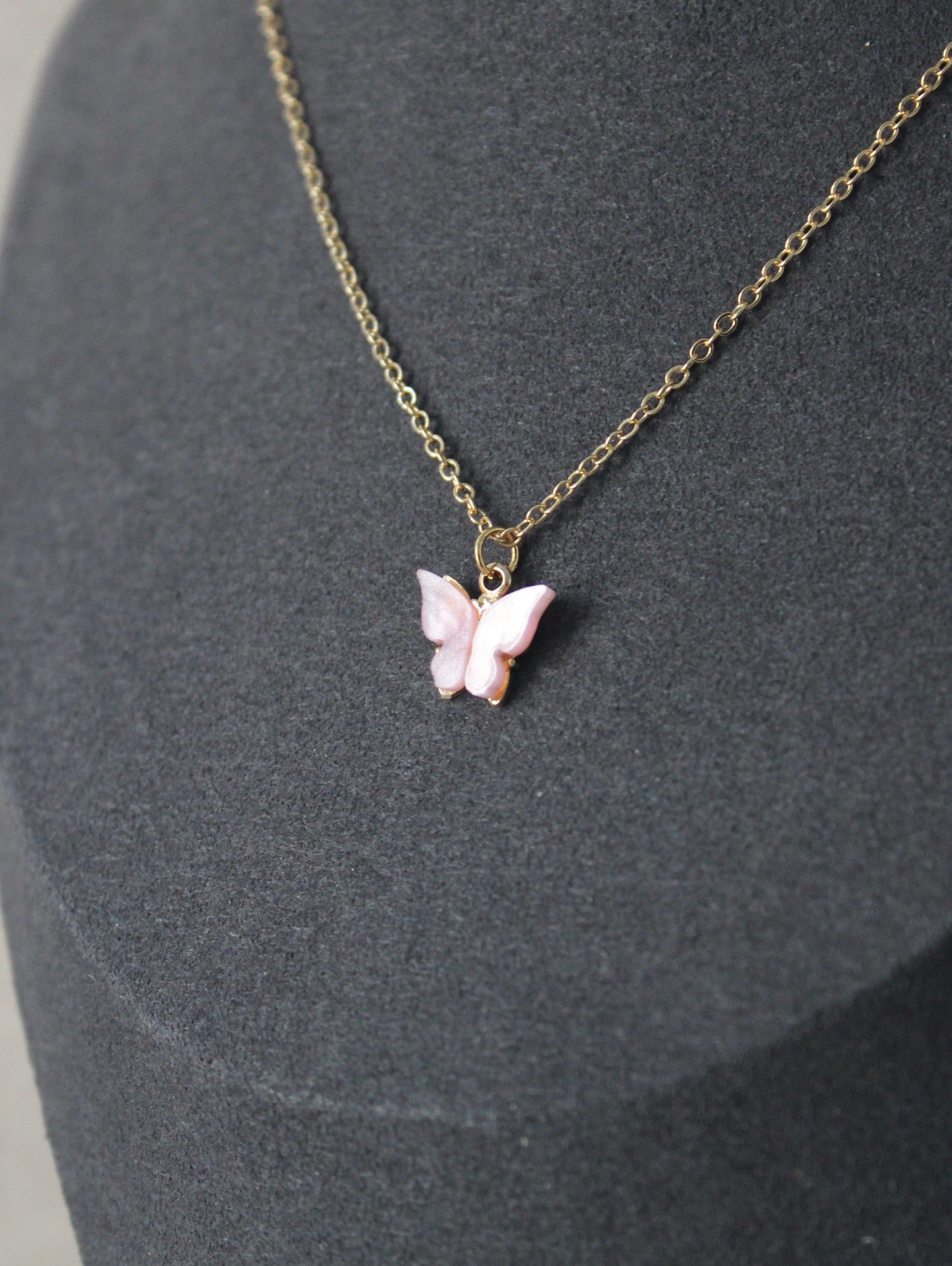 Pink Butterfly Necklace