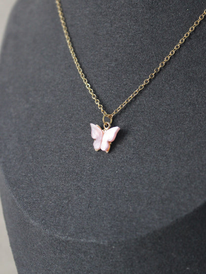 Pink Butterfly Necklace