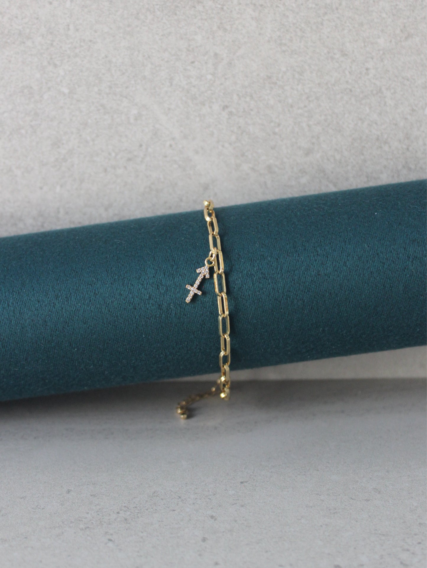 Sagittarius CZ Pendant Paperclip Bracelet