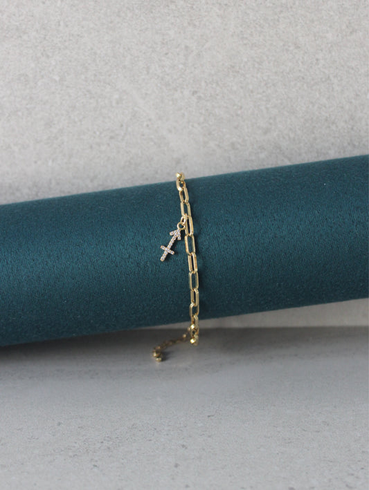 Sagittarius CZ Pendant Paperclip Bracelet
