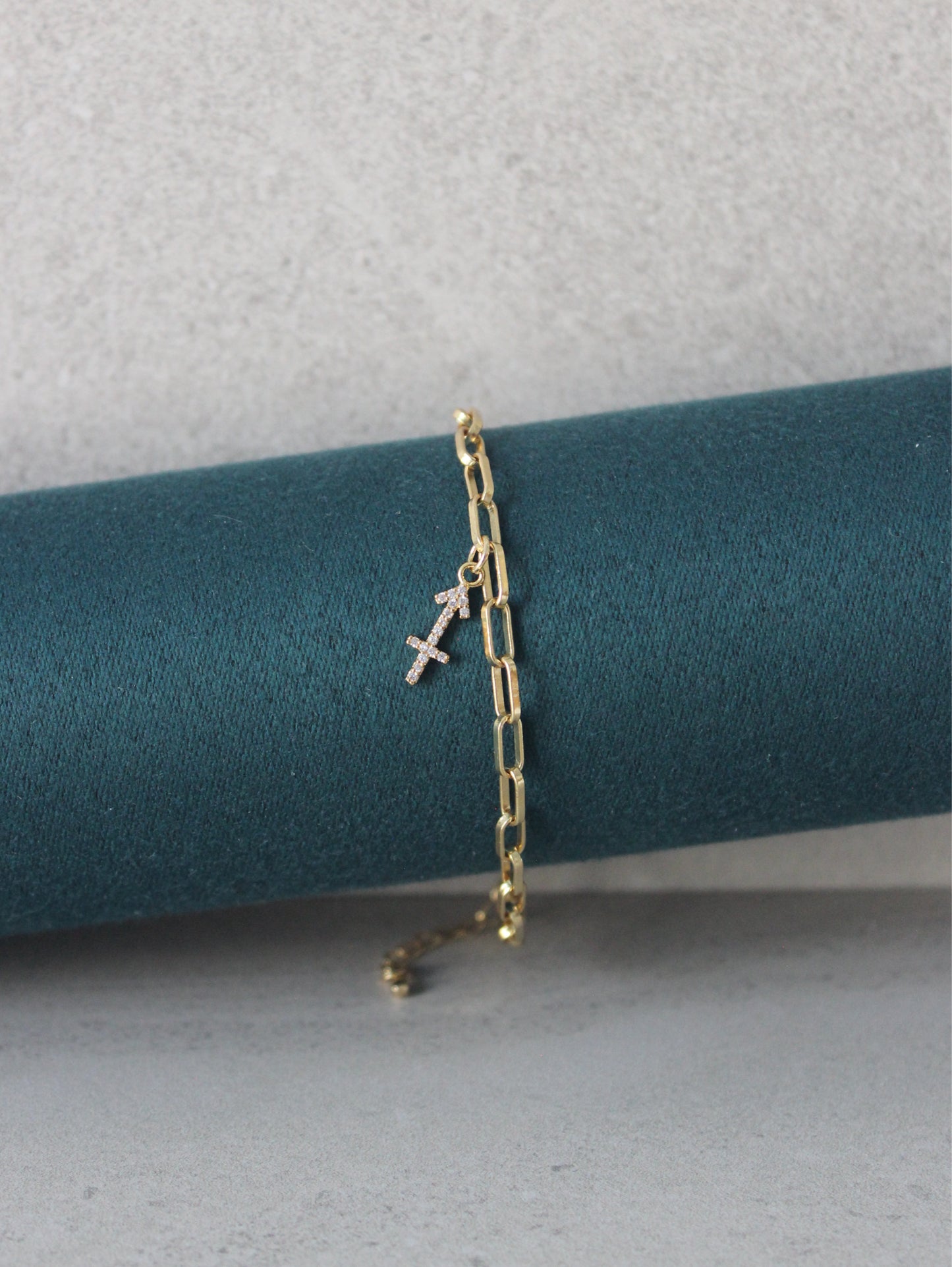 Sagittarius CZ Pendant Paperclip Bracelet