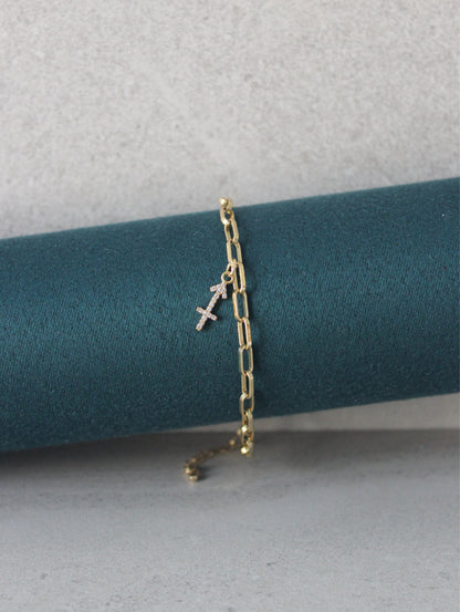 Sagittarius CZ Pendant Paperclip Bracelet