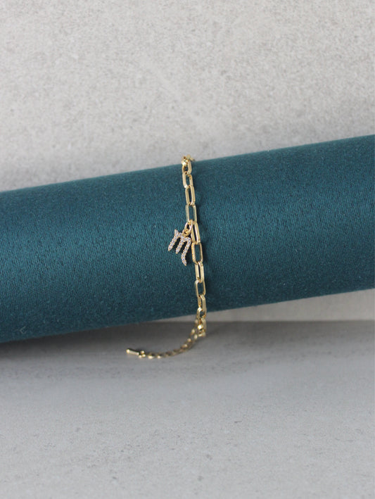 Scorpio CZ Pendant Paperclip Bracelet