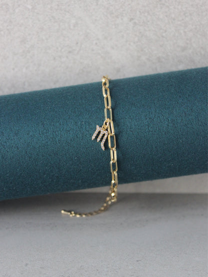 Scorpio CZ Pendant Paperclip Bracelet