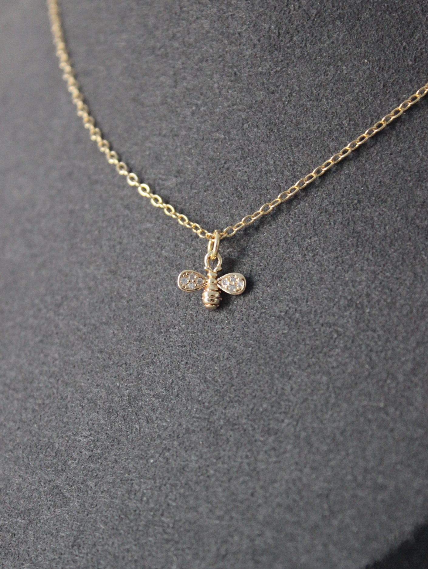 Small Bee Cubic Zirconia Necklace