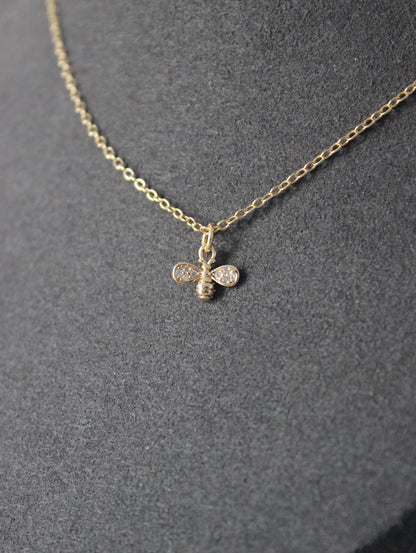 Small Bee Cubic Zirconia Necklace