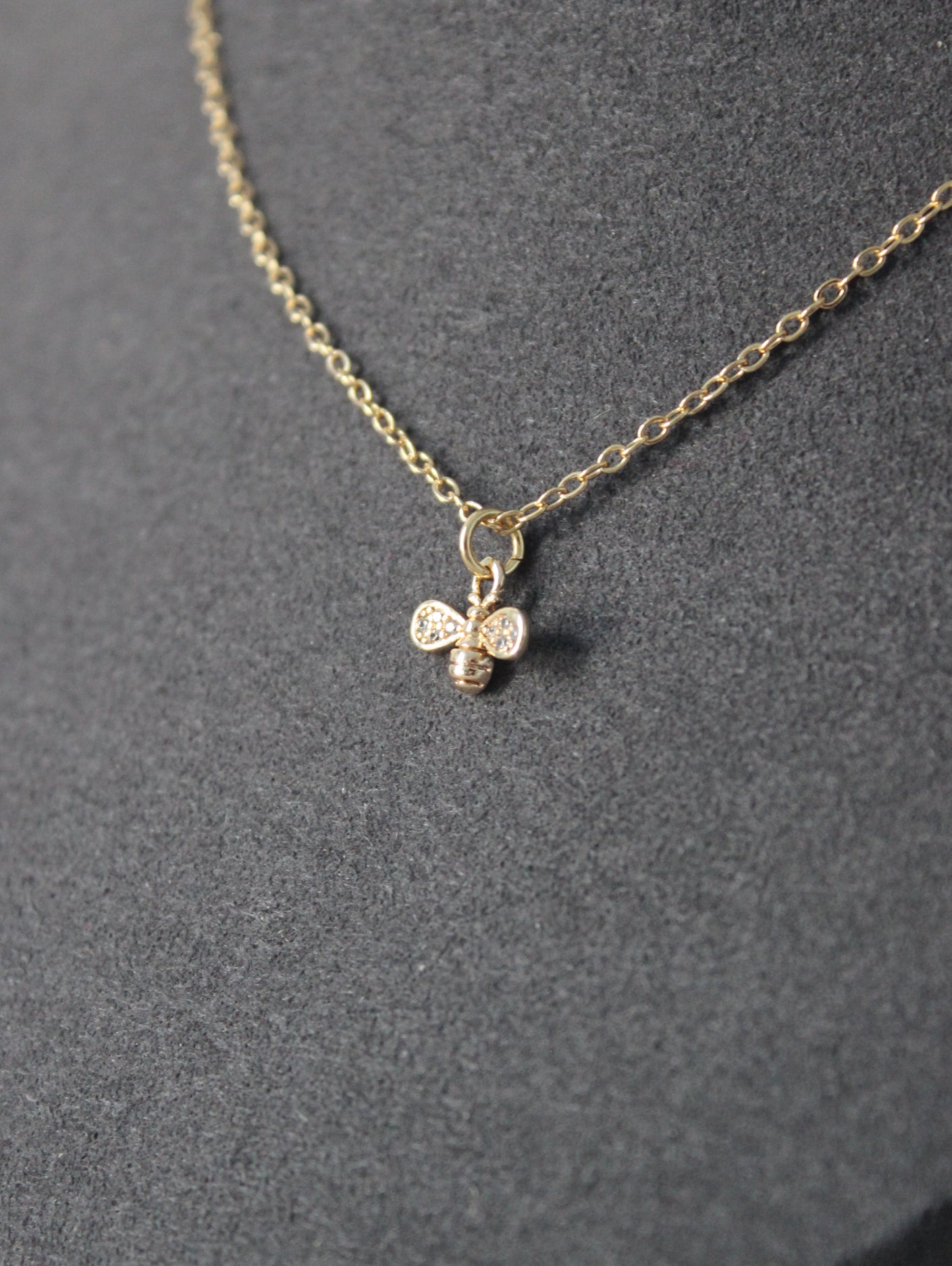 Small Bee Cubic Zirconia Necklace