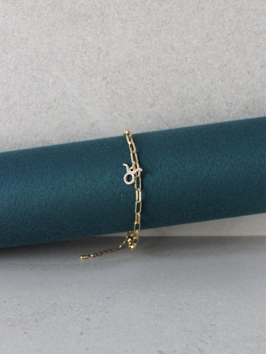 Taurus CZ Pendant Paperclip Bracelet