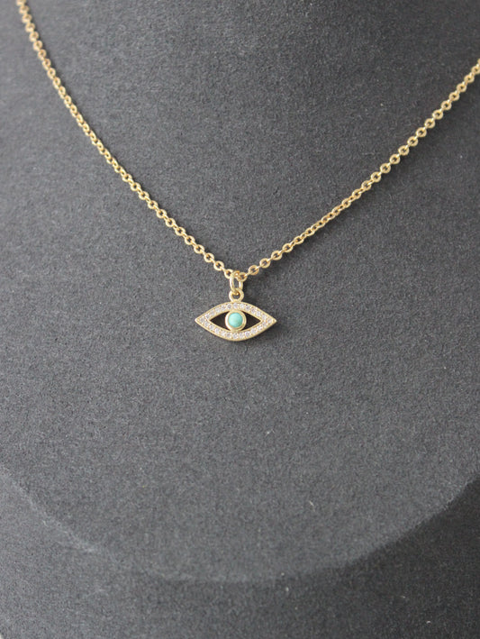 Turquoise Evil Eye Cubic Zirconia Necklace
