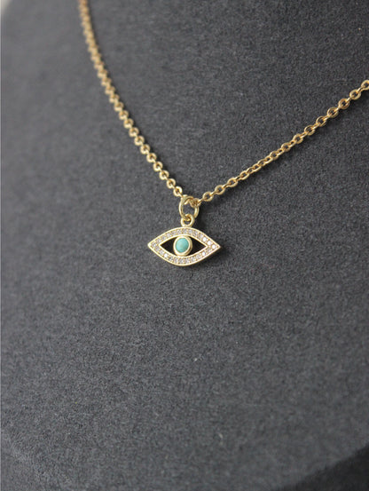 Turquoise Evil Eye Cubic Zirconia Necklace