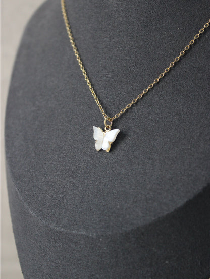 White Butterfly Necklace