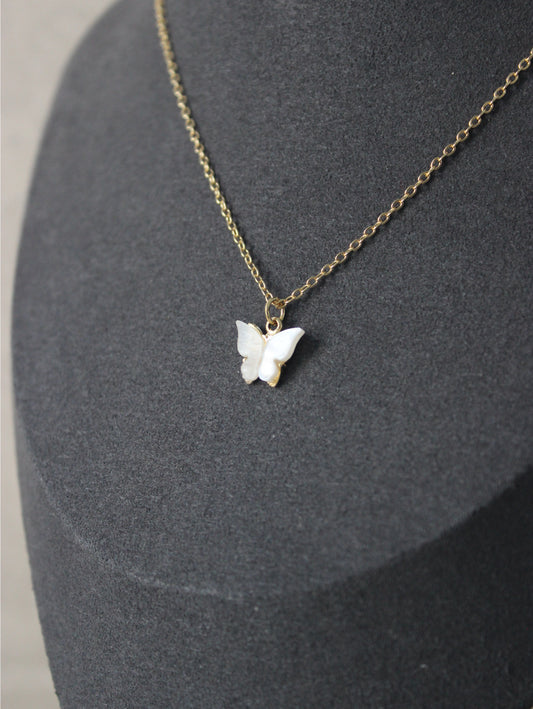 White Butterfly Necklace