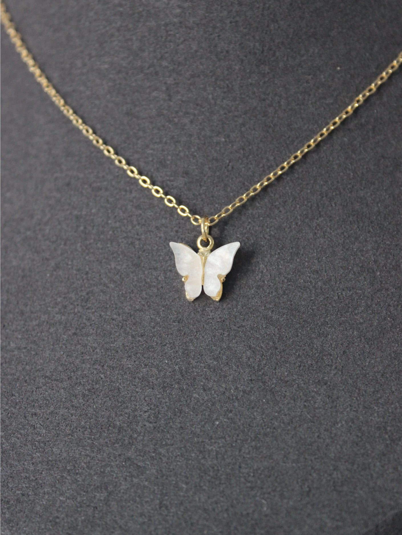White Butterfly Necklace