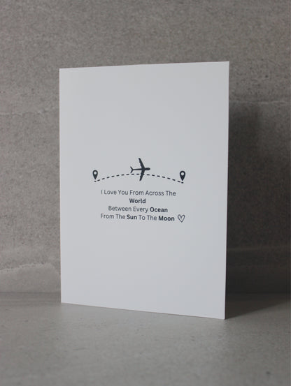 "I love you from across the world" Greeting Card