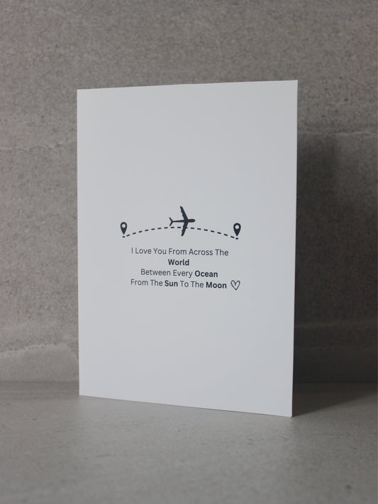 "I love you from across the world" Greeting Card