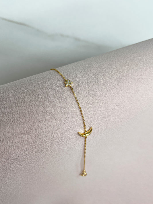 18K Vermeil Moon and Star Bracelet