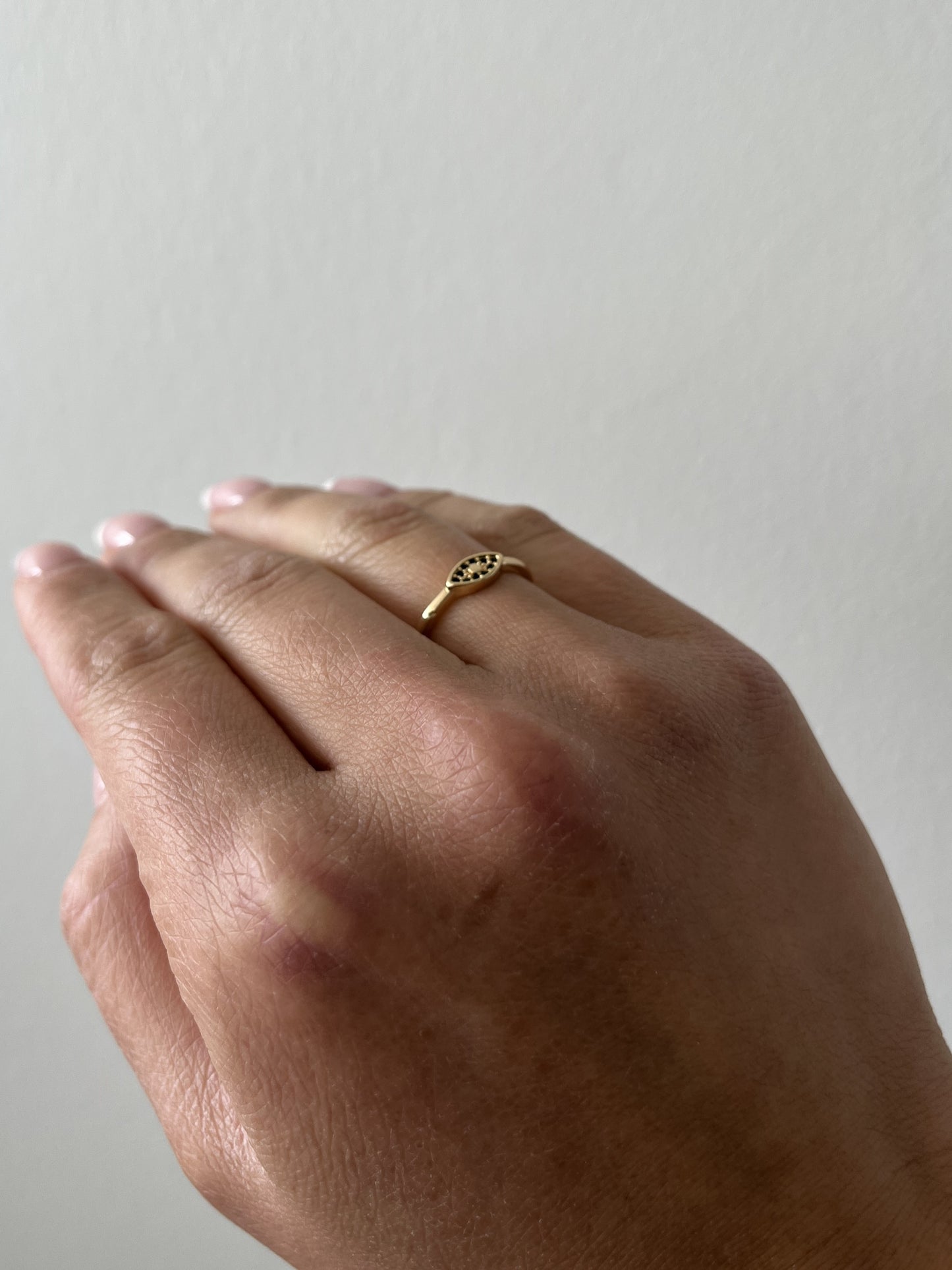 18K Gold Filled Pave Evil Eye Ring
