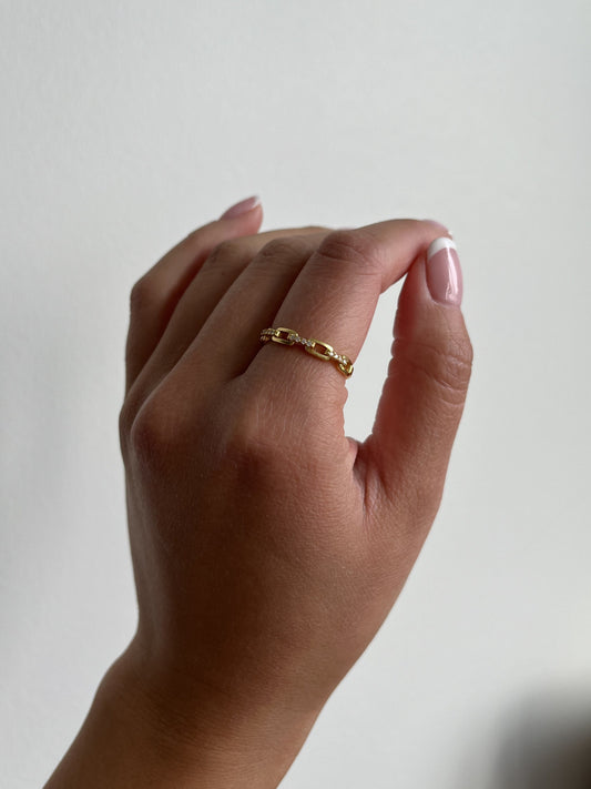 18K Vermeil Rectangle Chain Ring