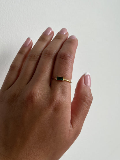 18K Vermeil Emerald Green Solitaire Ring