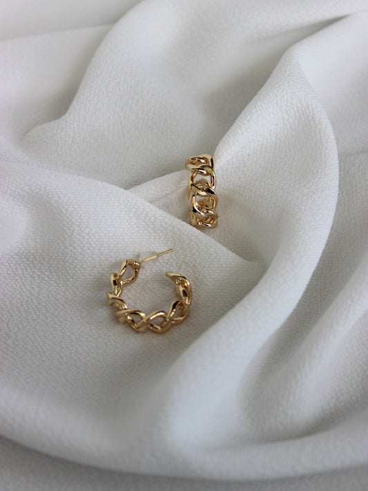 18K Gold Plated Thick Chain Hoops