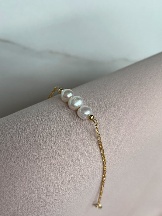 18K Vermeil Three Pearl Bracelet