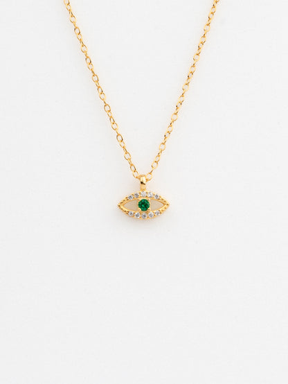 Vermeil Green Evil Eye Necklace