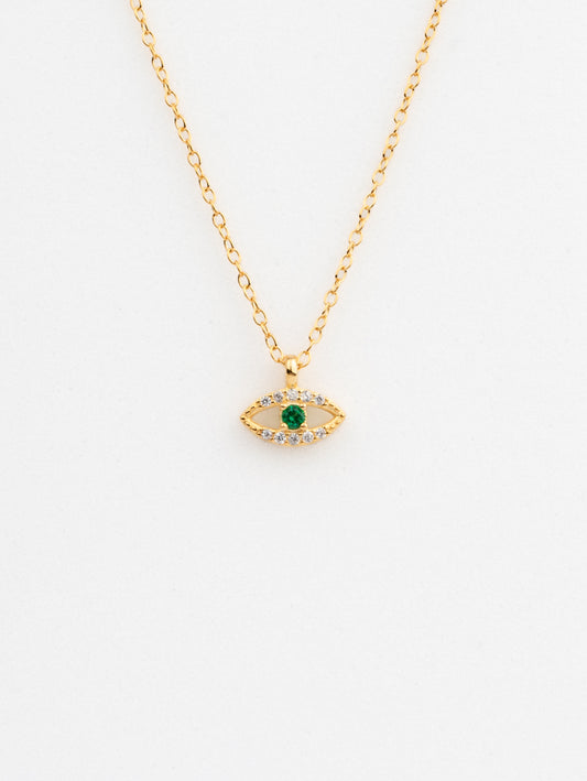 Vermeil Green Evil Eye Necklace