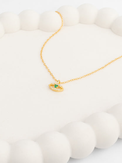 Vermeil Green Evil Eye Necklace