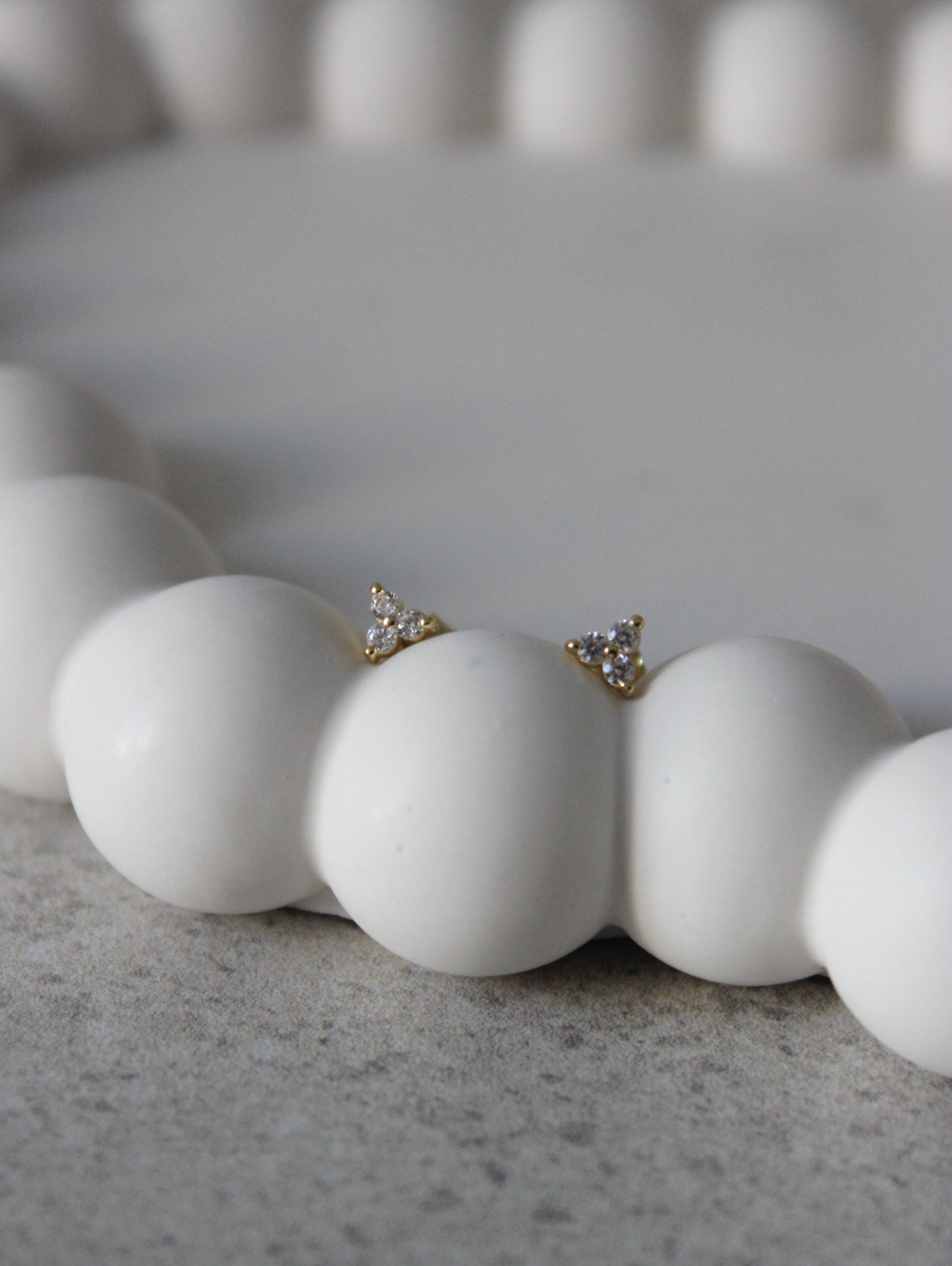 Vermeil Triple Dotted Studs