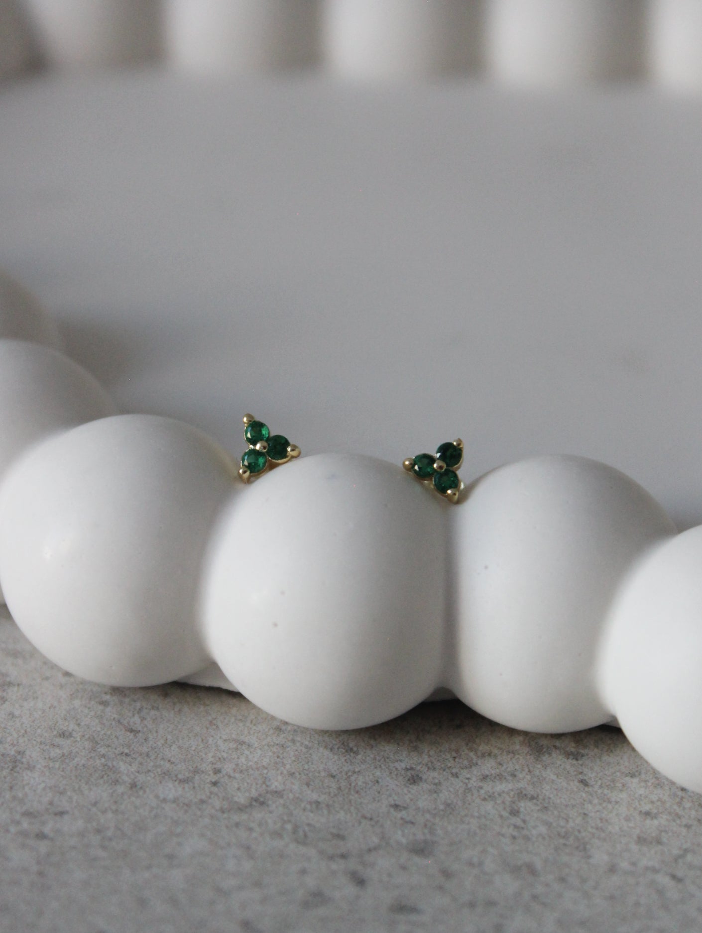 Vermeil Triple Green Dotted Studs