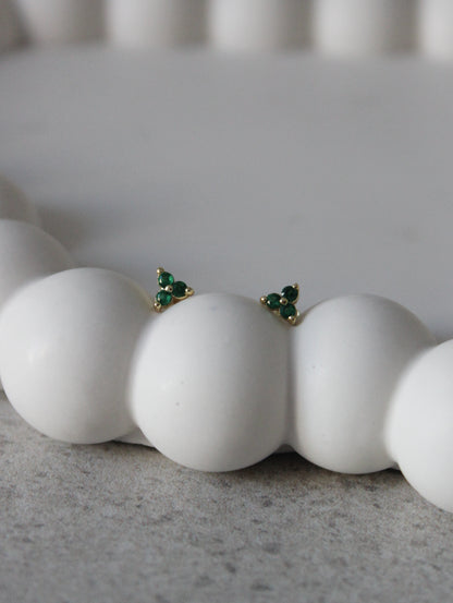 Vermeil Triple Green Dotted Studs