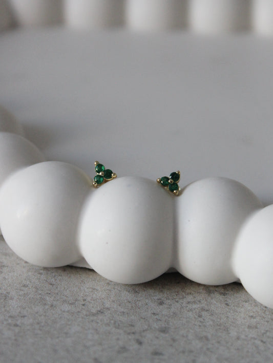 Vermeil Triple Green Dotted Studs