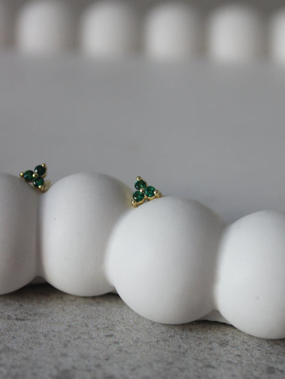 Vermeil Triple Green Dotted Studs