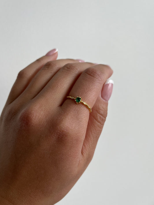 18K Vermeil Vintage Green Solitaire Ring