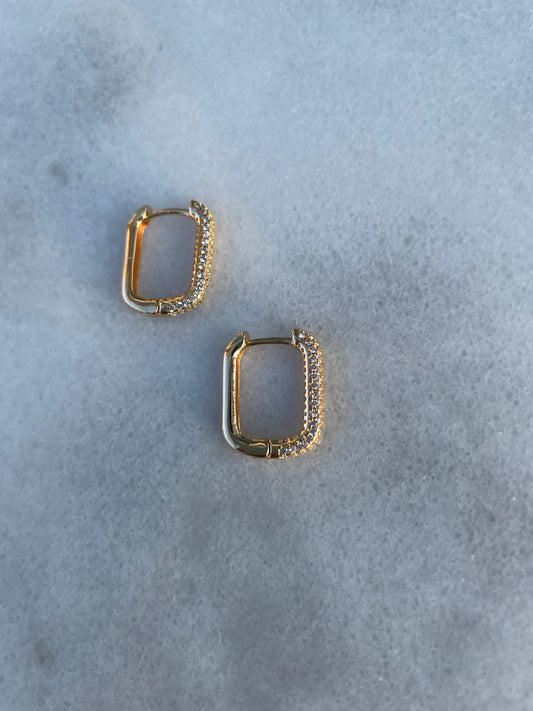 Rectangular Cubic Zirconia Hoops