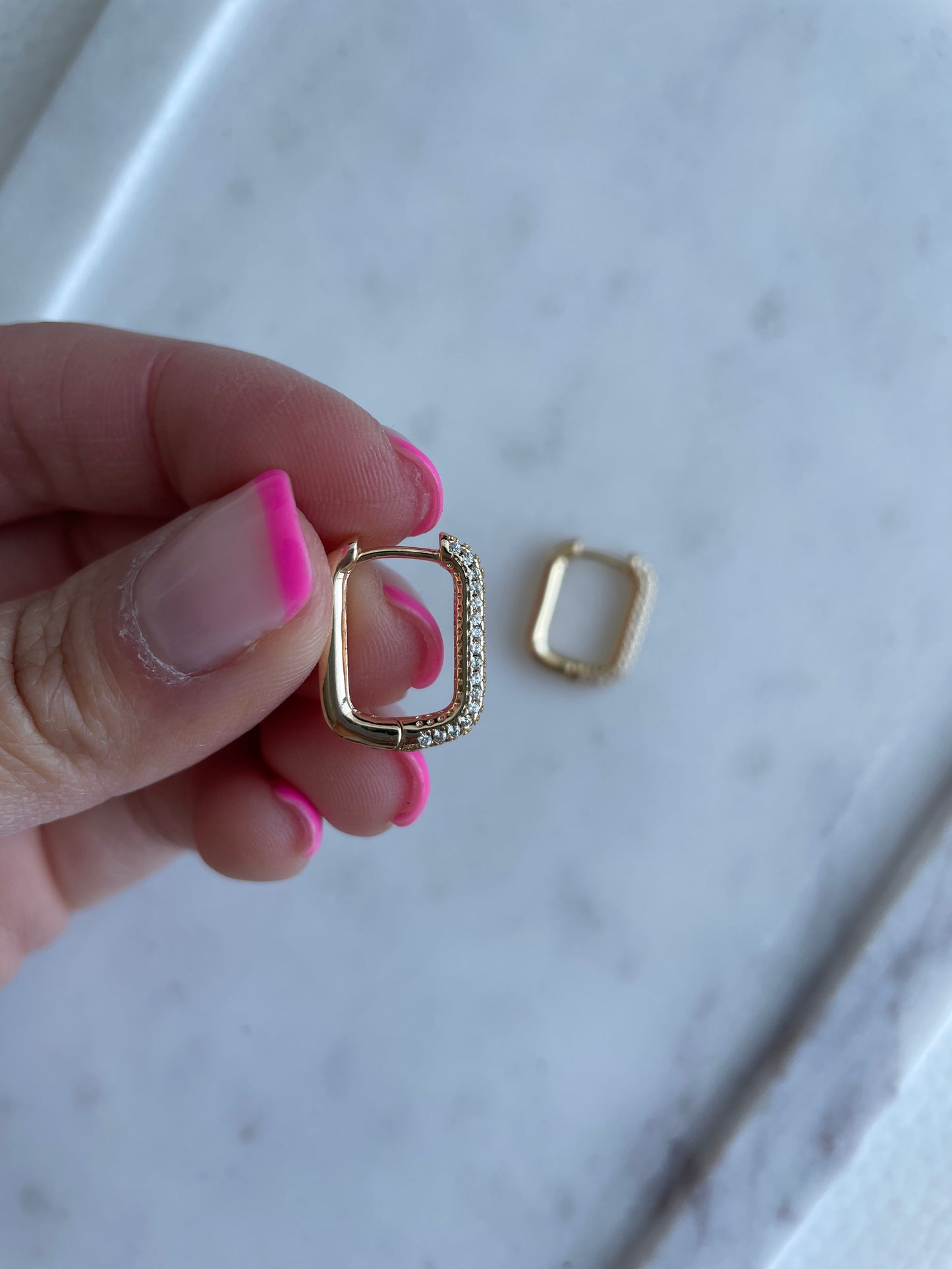 Rectangular Cubic Zirconia Hoops