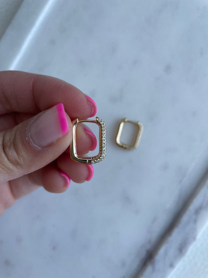 Rectangular Cubic Zirconia Hoops