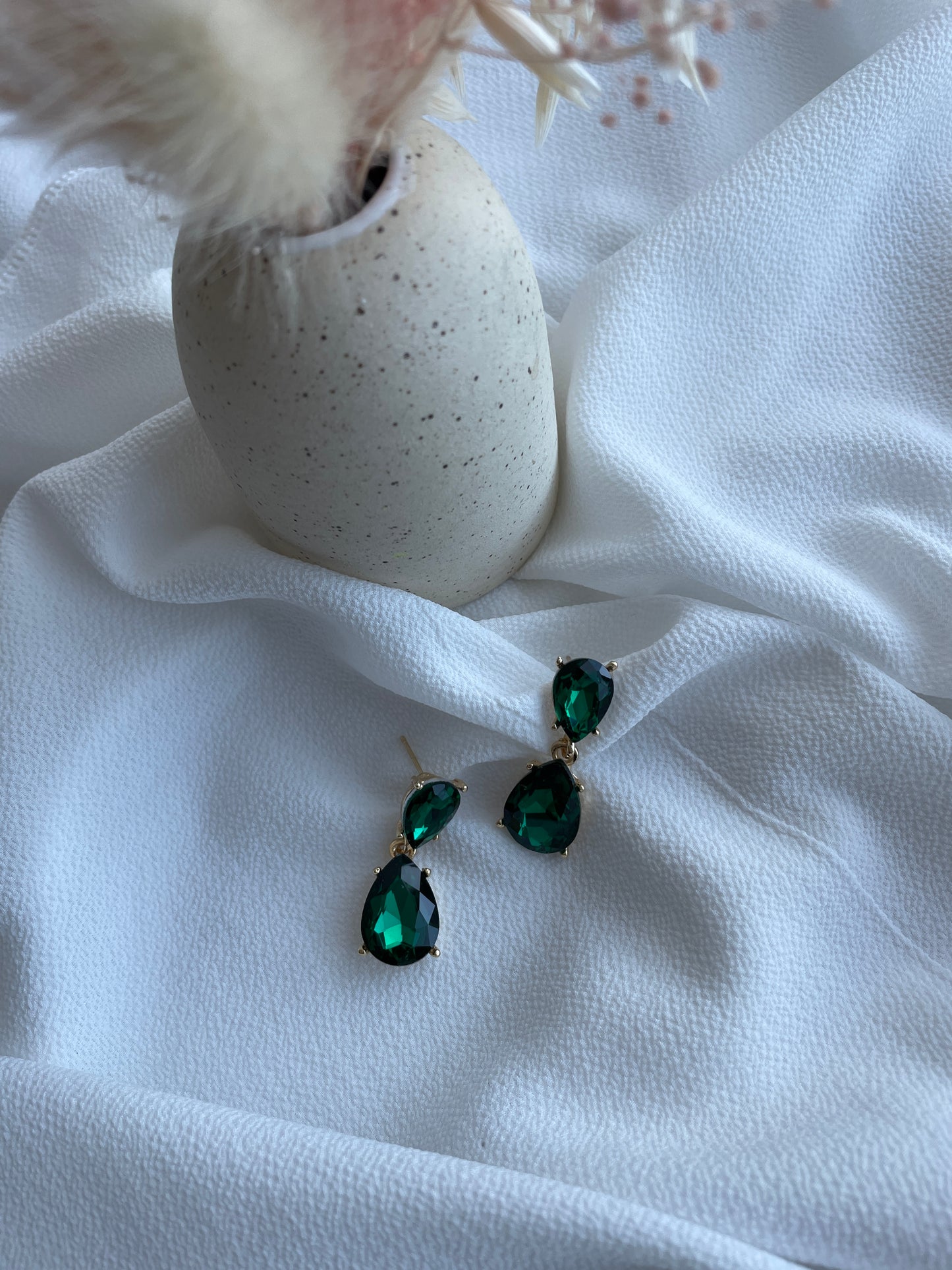Green Emerald Dangle Earrings