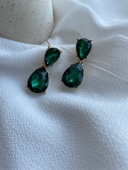 Green Emerald Dangle Earrings