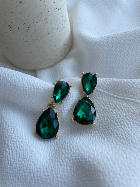 Green Emerald Dangle Earrings