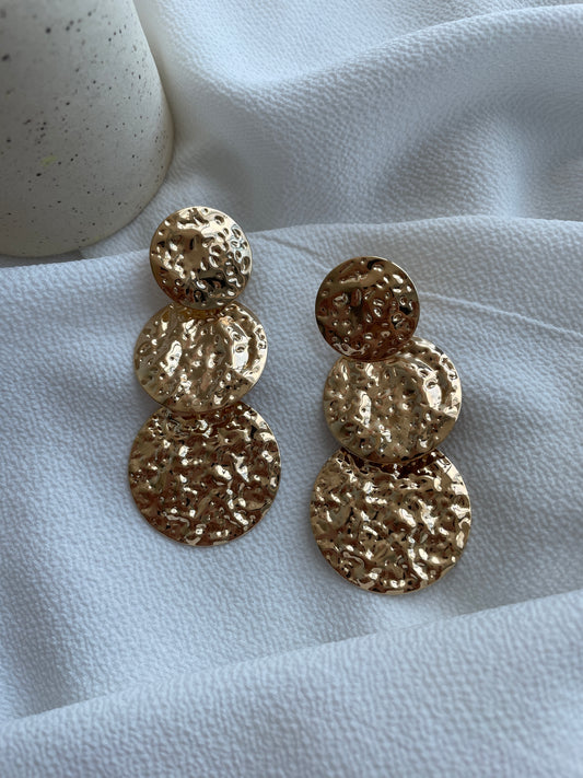 Gold Circular Drop Earrings