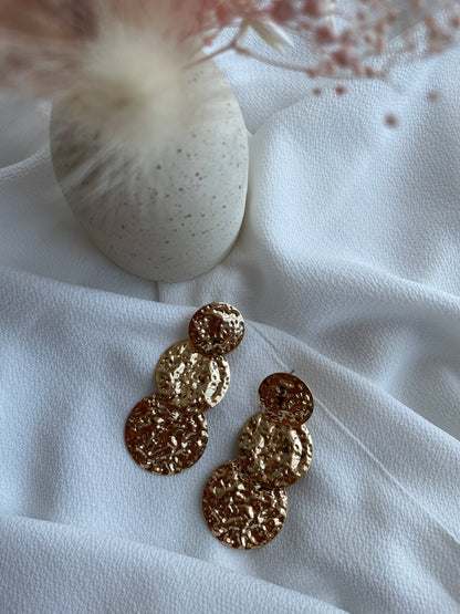 Gold Circular Drop Earrings