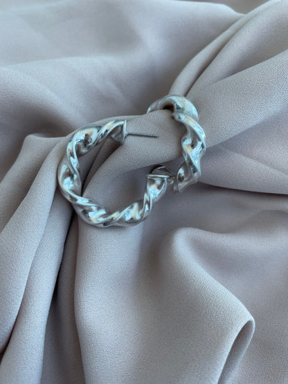 Silver Hoop, Chunky Hoops, Fashion Earrings, Silver Crinkle Hoops, Thick Hoops