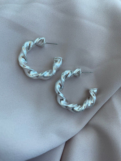 Silver Hoop, Chunky Hoops, Fashion Earrings, Silver Crinkle Hoops, Thick Hoops
